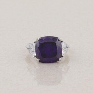 Sterling Silver Purple and White Cubic Zirconia Ring Size 6